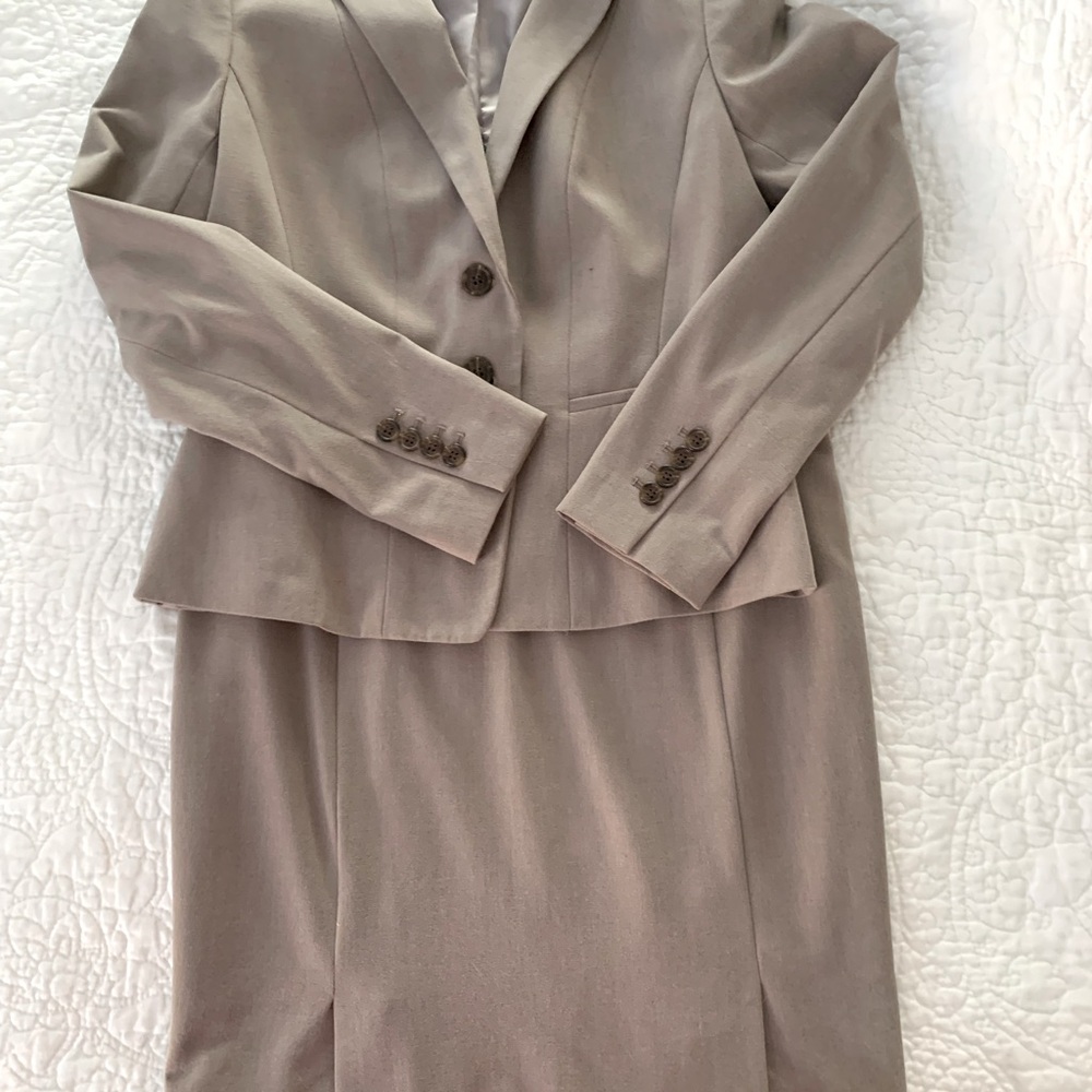 Chic Taupe Blazer and Skirt Set